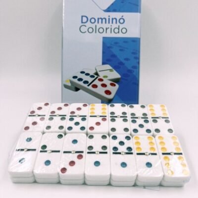 Domino com estojo de ferro colorido d18